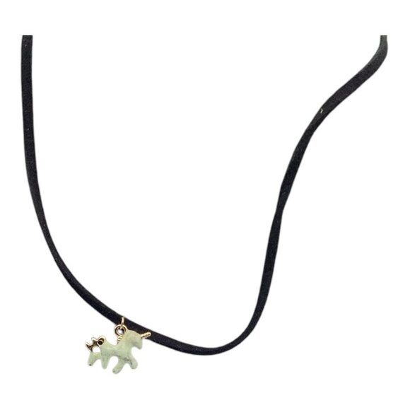 Cute Unicorn Pendant‎ Necklace Girls With Adjustable Black Cord 18” White gold - Picture 6 of 6